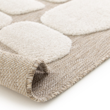 Tapis de salon en matière recyclée Ode à la douceur beige et crème - envers