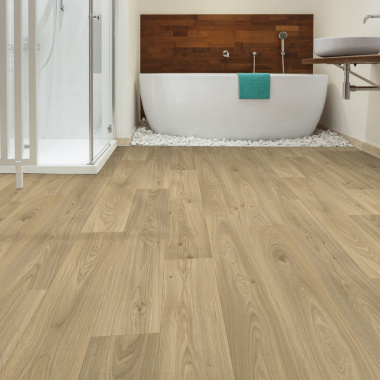 Sol Vinyle Textile Black Edition - Aspect parquet chêne clair - Salle de bain