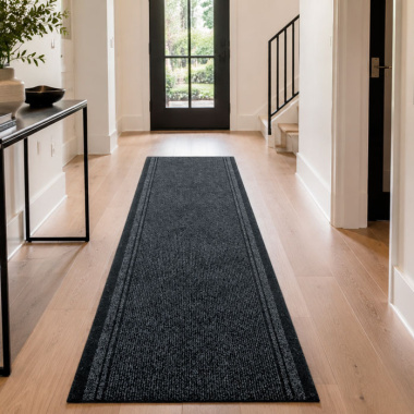 Tapis de couloir et d'entrée noir - Antidérapant au mètre protégeant efficacement les zones de passage