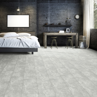 Dalle de sol stratifié compatible cuisine salle de bain - Pierre Gris Etoile - Chambre