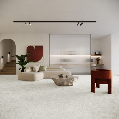 Moquette en polyester recyclé Re-cycle grège tendre - salon