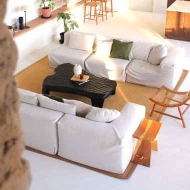 Tapis en sisal naturel - Veracruz chevron - Écru et camel - salon