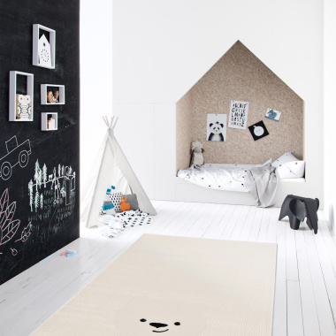 Tapis chambre d'enfant Petit ourson crème - chambre