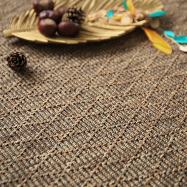 Tapis rond intérieur et extérieur Timika marron camel galon marron - zoom