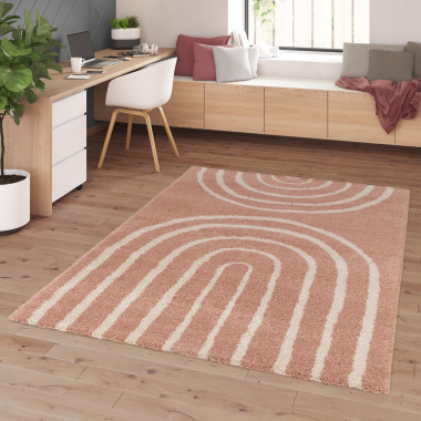 Tapis à poils longs Rainbow rose - salon