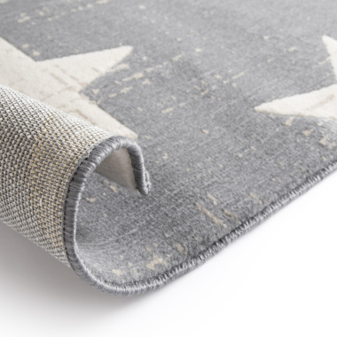 Revers du tapis enfant Star Vintage gris foncé, finition et tissage visible