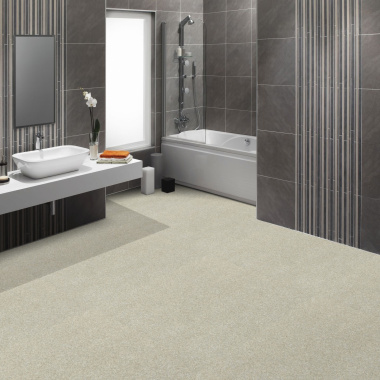 Sol Vinyle à envers gris - Effet lino pailleté - Marron - salle de bain