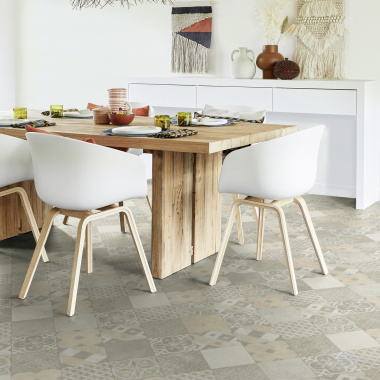 Sol PVC Best - Carreaux Art Déco - Crème et gris - Cuisine