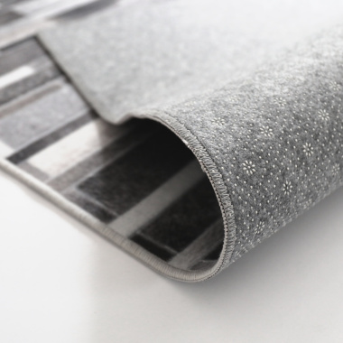 Tapis toucher soft - Imprimé peau de vache - Parement gris - envers
