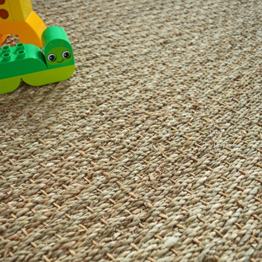 Tapis Jonc de mer Varana panama ganse coton anthracite - gros plan