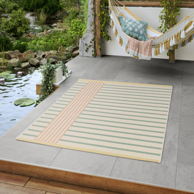 Tapis d'intérieur ou d'extérieur vintage Basile pastel multicolore - terrasse