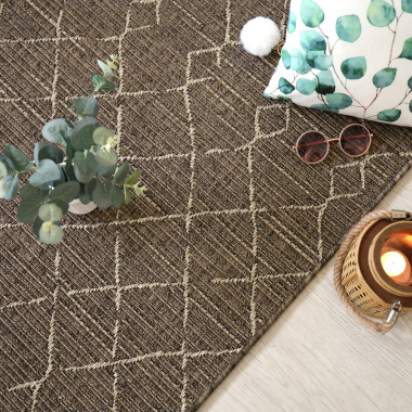 Tapis Salon / Terrasse - Scandinave - Marron foncé - Vue de haut