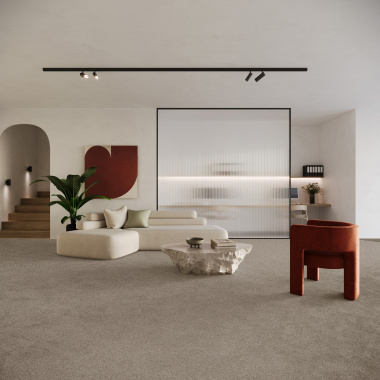 Moquette en polyester recyclé Re-cycle marron - salon