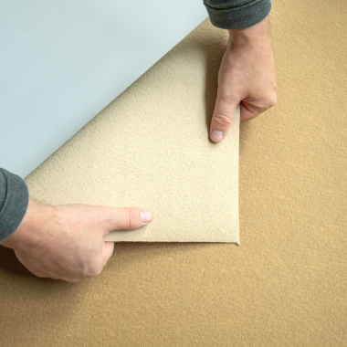 Détail de l'envers de la moquette Stand Event Beige