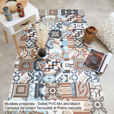 Ambiance chaleureuse avec dalles clipsables vinyle Mix and Match - Pose sans colle