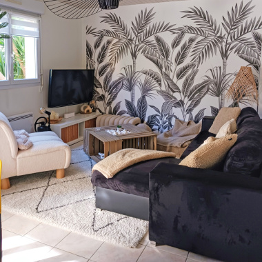 Tapis motif berbère - Rituel - Noir et écru - salon