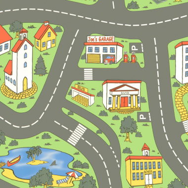 Tapis sur mesure Vinyle pour les enfants - Circuit de voiture City - sans perspective