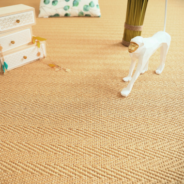 Tapis sur mesure Sisal Veracruz Chevron - Miel - Vue de près