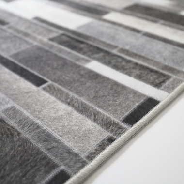 Tapis toucher soft - Imprimé peau de vache - Parement gris - Tranche