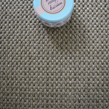 Tapis sur mesure Laine et Sisal Albury grosses boucles taupe - Vue de haut