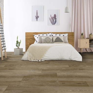 Sol Vinyle Textile Black Edition - Aspect parquet chêne brun - Chambre