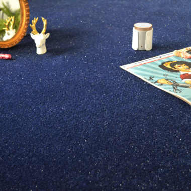 Tapis sur mesure Pailleté Flash bleu - chambre