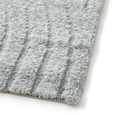 Bordure et finition du tapis en relief rectangulaire Circle Courbe gris bleuté aux lignes douces