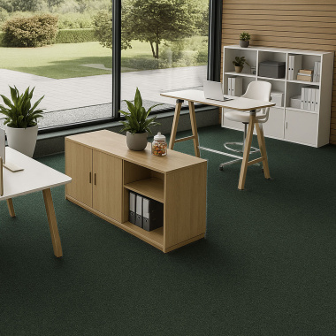 Moquette professionnelle - Trafic 33 Contract - Vert foncé chiné recyclable - Bureau open space moderne
