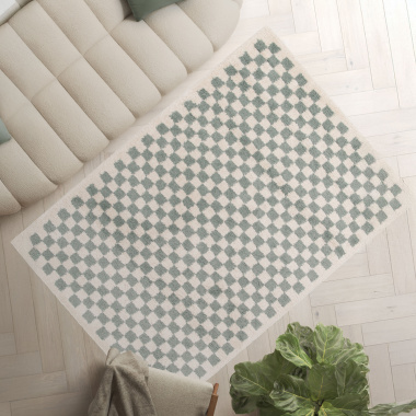 Tapis Colorama vert d’eau à poils longs pour une touche tendance dans le salon