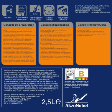 Dulux Valentine Color Resist - Murs&Boiseries - Mat Galet Clair - étiquette arrière