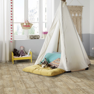 Sol PVC Best - Imitation parquet Mélèze Brun Clair - Chambre d'enfant