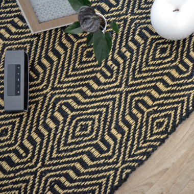 Tapis en Jute Bicolore à Motifs - Vue de haut