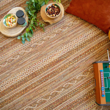 Moquette Aztlan nature multicolor avec tissage ethnique et mélange de fils colorés