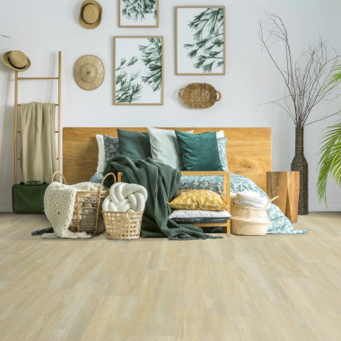 Lame sol PVC plombante et acoustique - Chêne clair cérusé - Chambre