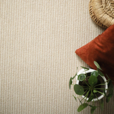 Moquette rayée chambre Laine & Mix Écru et beige miel - vue de haut