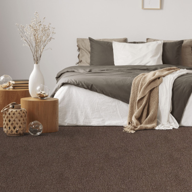 Moquette épaisse en polyester recyclé Re-life marron brun - chambre