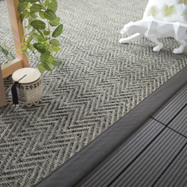 Tapis intérieur / extérieur - Java Chevron silver - Ganse anthracite - salon de jardin