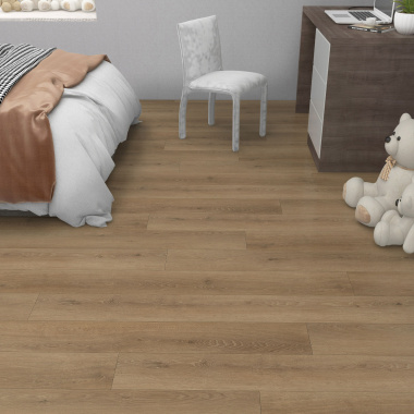 Lame PVC clipsable - Chêne naturel dans une pièce cosy et fonctionnelle