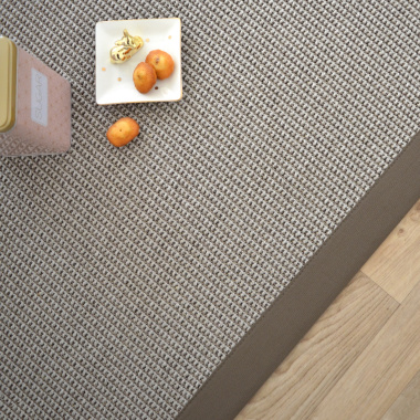 Tapis tissé plat Lombok silver ganse coton taupe - Tranche vue de haut