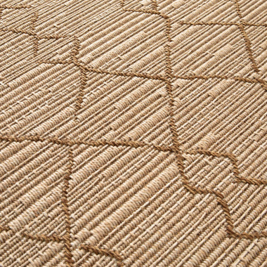 Tapis Salon Terrasse marron cuivré, détail du motif scandinave texturé