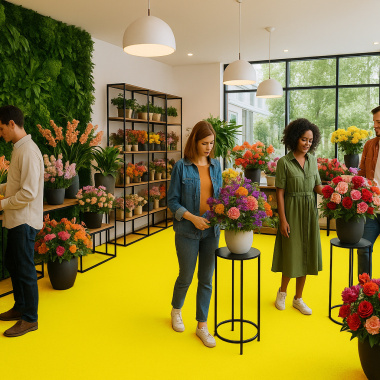 Moquette Stand Event - Jaune - Sol dans un commerce