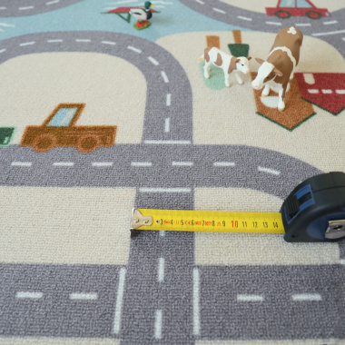 Tapis rond de jeu enfant circuit de voiture campagne - dimensions