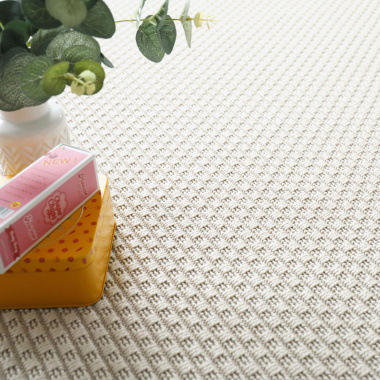 Tapis tissé plat blanc finition synthétique grise - tissage