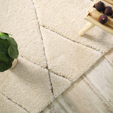 Tapis de salon en relief - Sweet home - Ligne écru et crème - Vue de haut