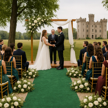 Moquette Stand Expo filmé - Vert chiné - mariage