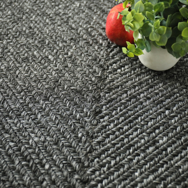 Tapis imitation fibres naturelles intérieur et extérieur Provence gris et beige - gros plan