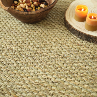 Tapis sur mesure Jonc de mer Kalapa - Fin Panama - vue de près