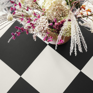 Sol PVC Best - Motif carrelage Damier Blanc Noir - Vue de haut