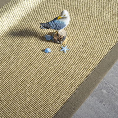 Tapis sisal Yucatan sable ganse taupe - Tranche vue de haut