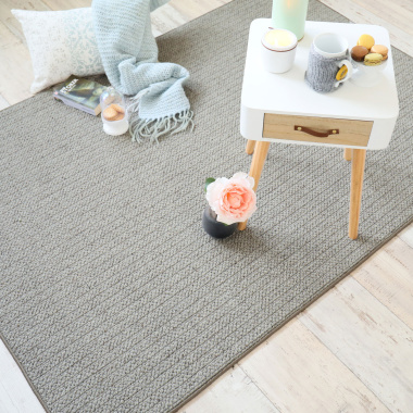 Tapis en laine et polyester - Tricot - Gris clair - vue de loin